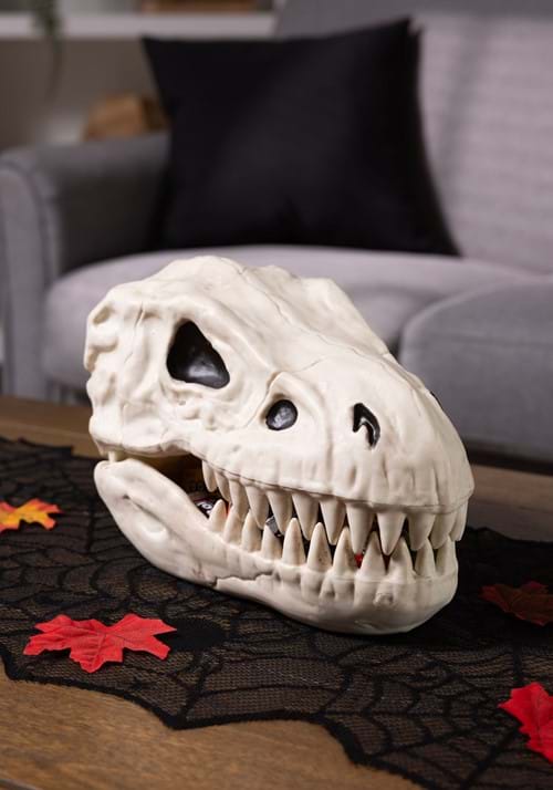 7.5-Inch T-Rex Skeleton Skull Candy Bowl Decoration