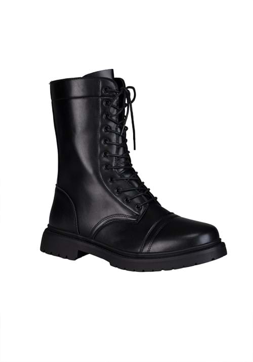 Black Combat Costume Boots for Adults