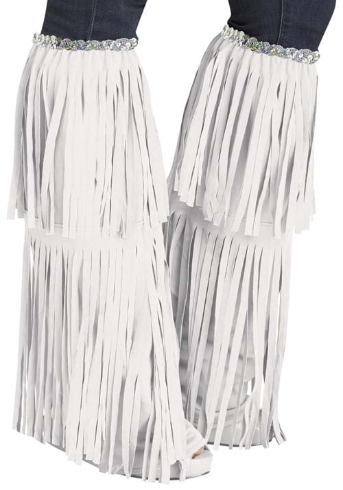 White Fringe Adult Costume Boot Covers