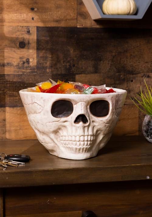 10-Inch Wide Skull Treat Bowl Decoration