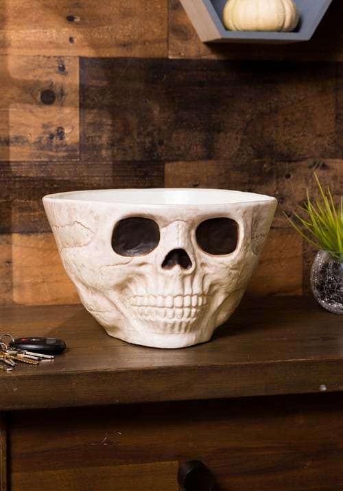 10-Inch Wide Skull Treat Bowl Decoration