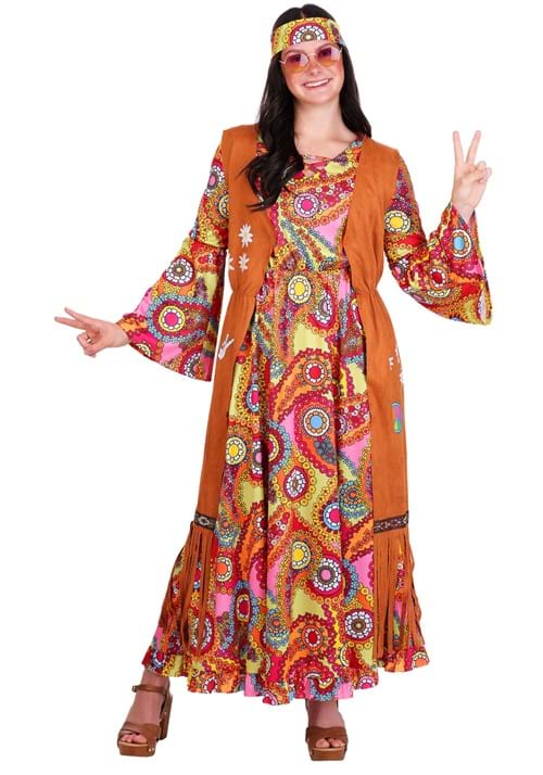 70s Woodstock Hippie Costume Dress for Women