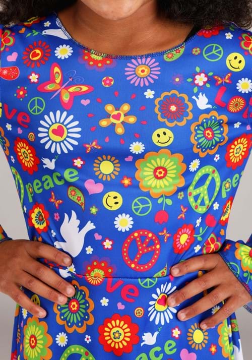 Flower Power Hippie Girl's Costume Dress 4 Flower Power Hippie Girl's Costume Dress