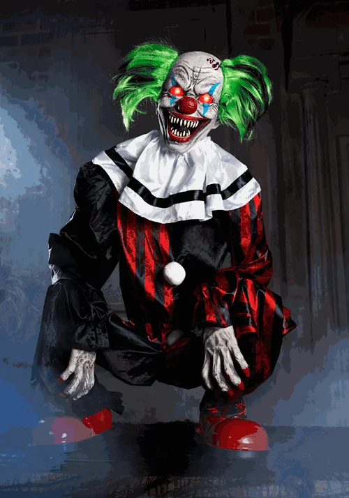 2.9FT Crouching Red Clown Animatronic Decoration