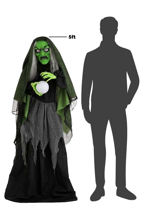 5FT Animatronic Curse-Casting Witch Decoration - Scream Saver 5 5FT Animatronic Curse-Casting Witch Decoration - Scream Saver
