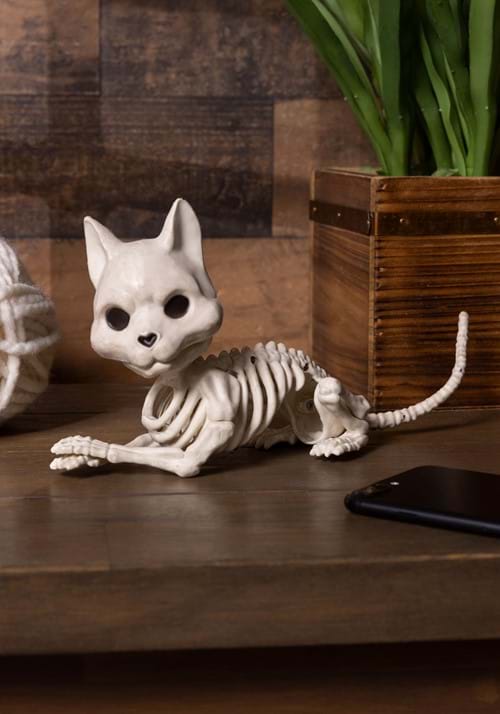 10.5-Inch Cute Sitting Cat Skeleton Decoration