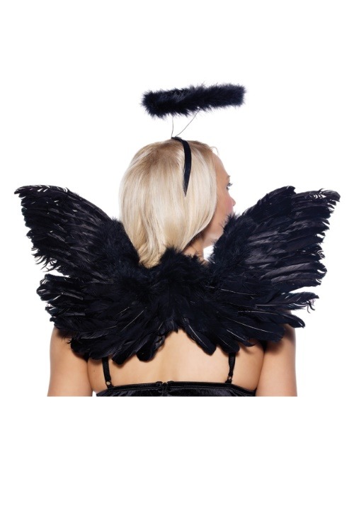 Black Angel Wings and Halo Costume Set