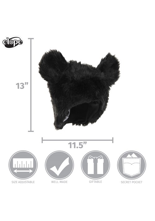 Black Bear Adult Plush Costume Hat
