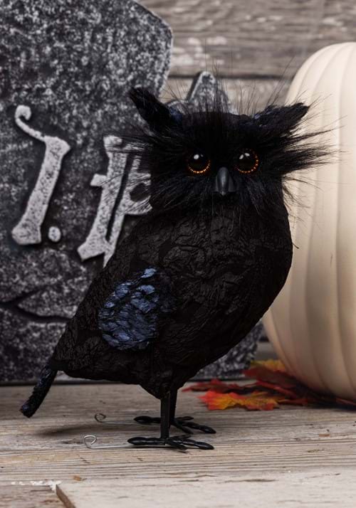 9-Inch Black Owl Prop Decoration