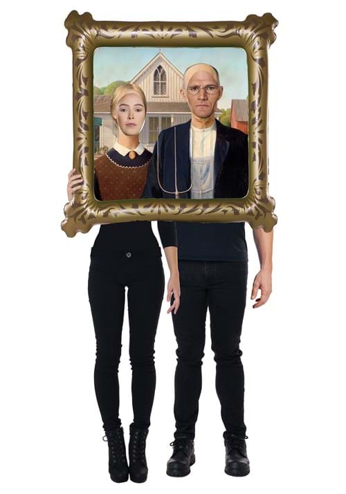 American Gothic Farmer Inflatable Painting Couple Costume