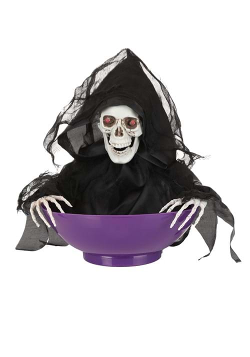 9-Inch Candy Bowl with Shaking Reaper Animated Decoration