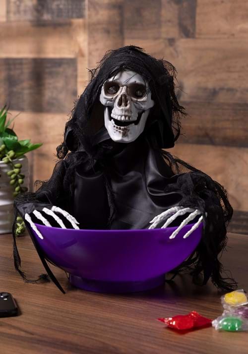 9-Inch Candy Bowl with Shaking Reaper Animated Decoration