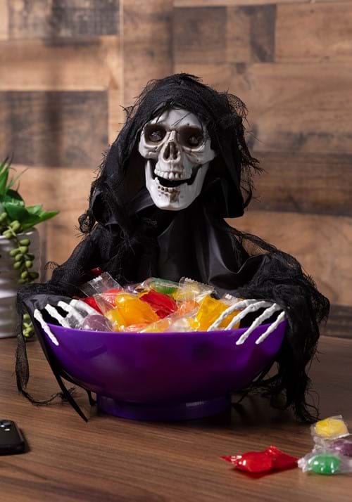 9-Inch Candy Bowl with Shaking Reaper Animated Decoration