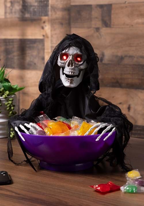 9-Inch Candy Bowl with Shaking Reaper Animated Decoration