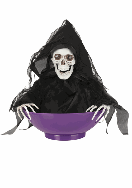 9-Inch Candy Bowl with Shaking Reaper Animated Decoration