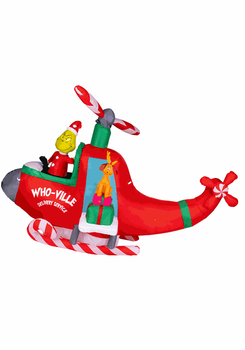 10FT Animated Inflatable Grinch in Helicopter Decoration