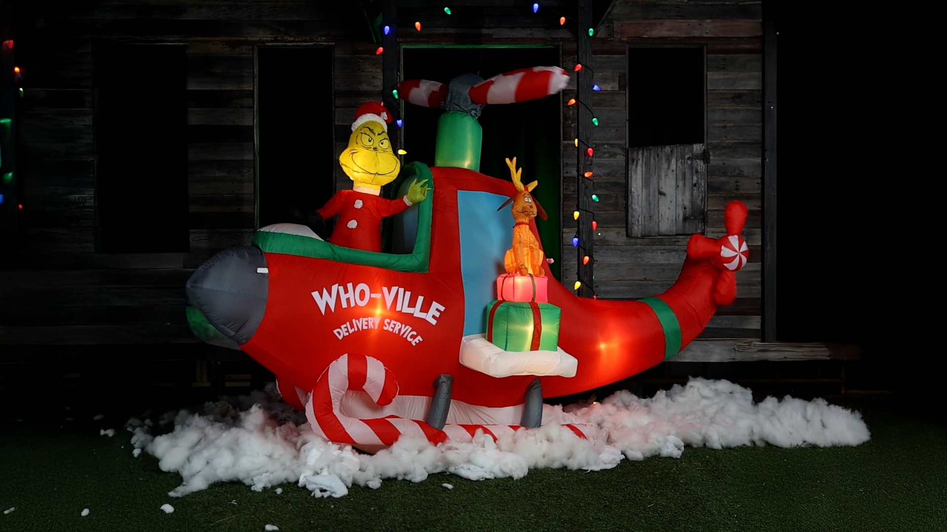 10FT Animated Inflatable Grinch in Helicopter Decoration