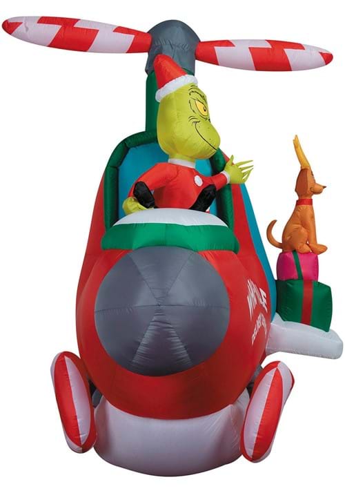 10FT Animated Inflatable Grinch in Helicopter Decoration