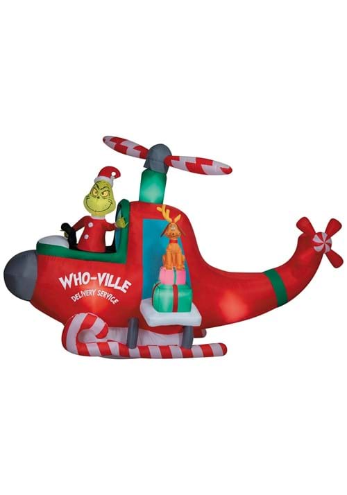 10FT Animated Inflatable Grinch in Helicopter Decoration