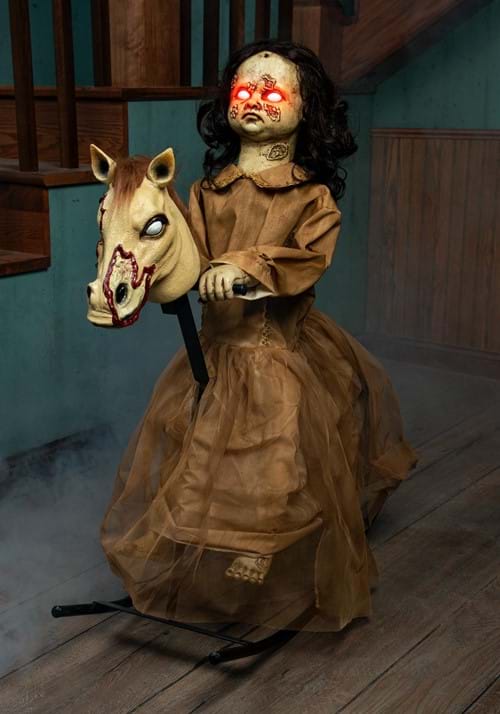 3.5FT Animated Rocking Horse with Doll Prop