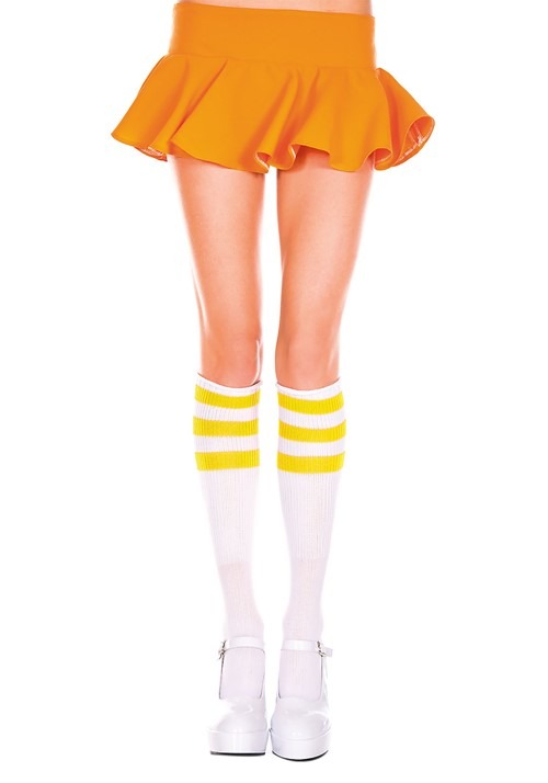 Athletic White/Yellow Knee High Stockings White/Yellow