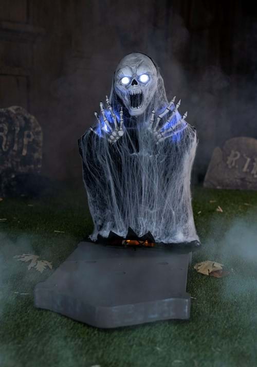 2.1FT Animated Jump Scare Skull and Tombstone Decoration - Tekky