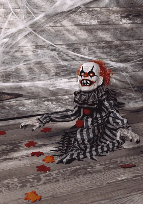 18-Inch Animated Jumping Evil Clown Prop Decoration