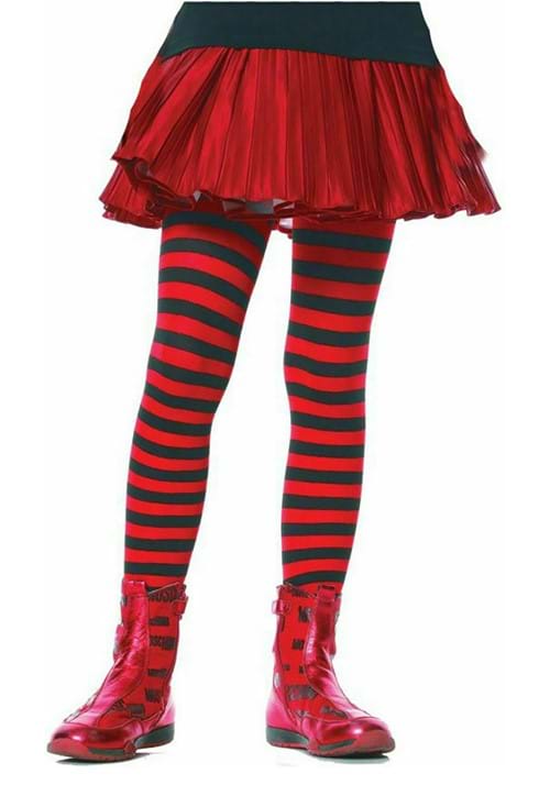 Black and Red Striped Girl's Costume Tights