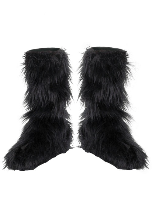 Black Furry Kid's Boot Covers