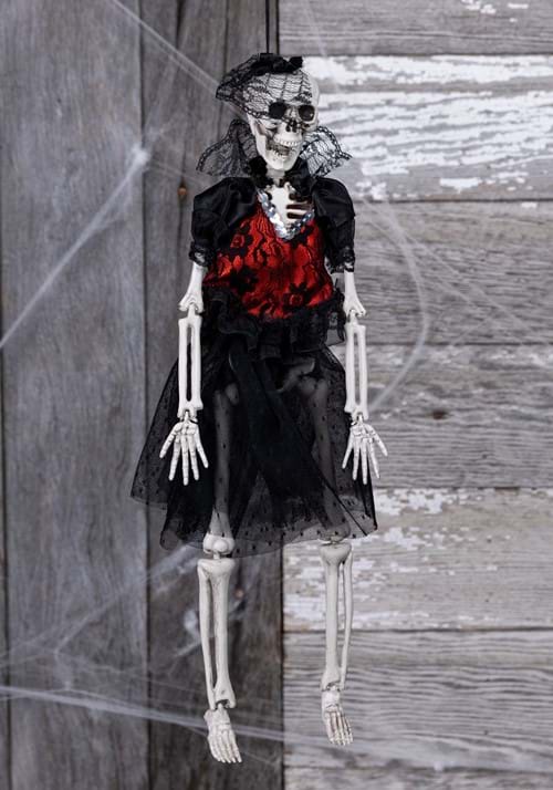 16-Inch Hanging Gothic Dress Skeleton Lady Prop