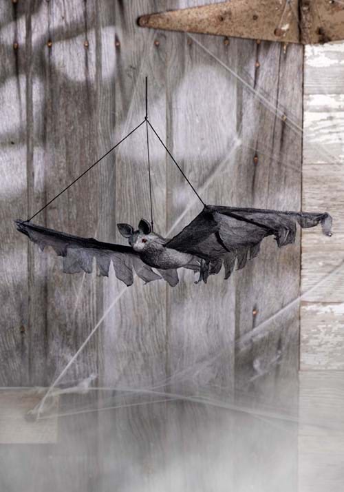 19-Inch Gray Halloween Hanging Bat Decoration