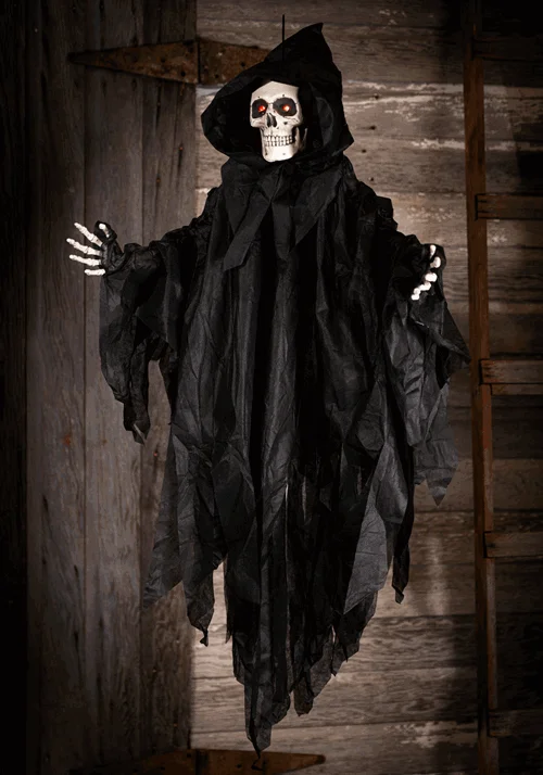 Hanging Light Up Black Reaper Halloween Decoration