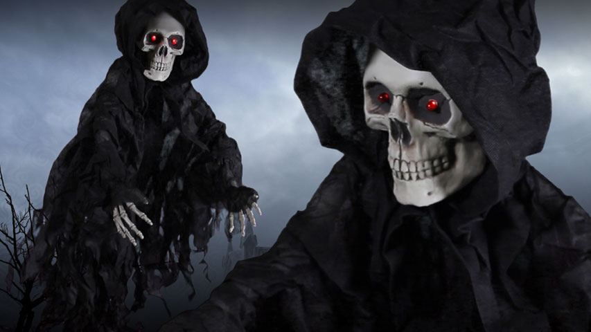 Hanging Light Up Black Reaper Halloween Decoration