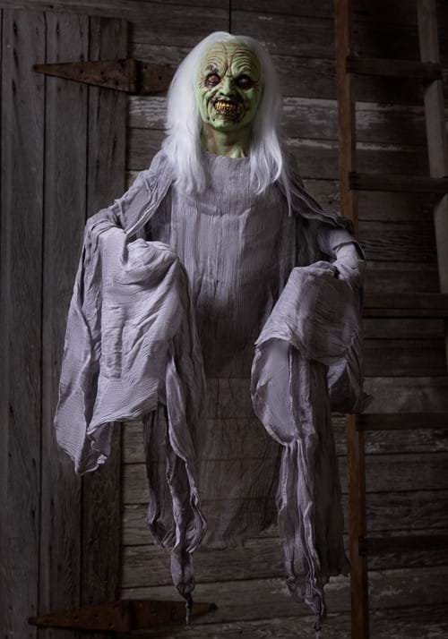45-Inch Hanging Scary Green Witch Prop