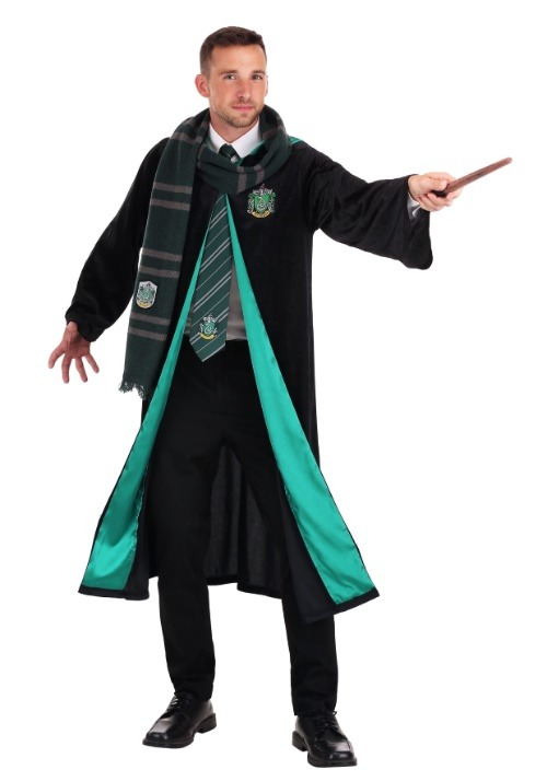 Harry Potter Adult Deluxe Slytherin Robe Costume 3 Harry Potter Adult Deluxe Slytherin Robe Costume