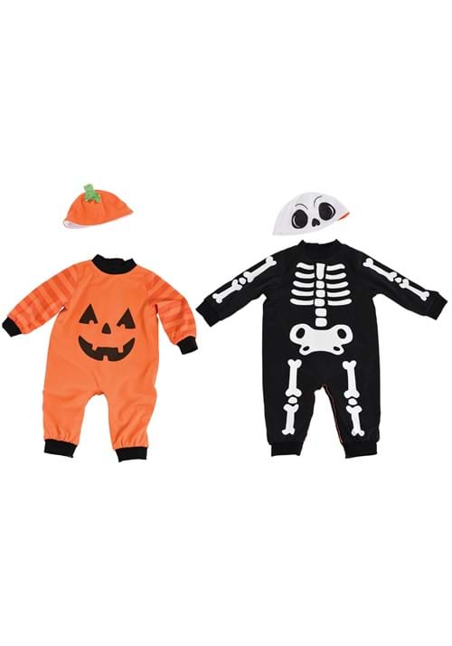 Infant Reversible Skeleton & Pumpkin Onesie Costume