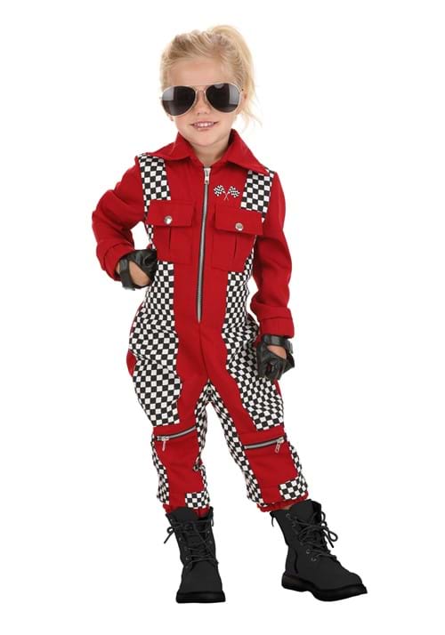 Girl's Red Racer Jumpsuit Toddler Costume