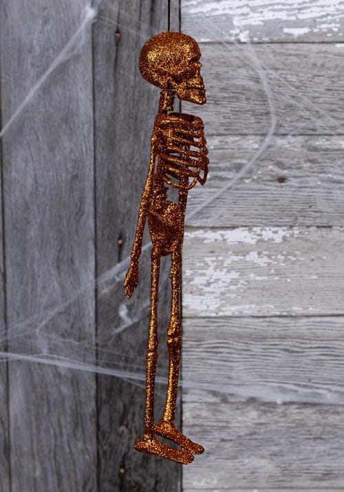 16-Inch Orange Glittering Skeleton Decoration