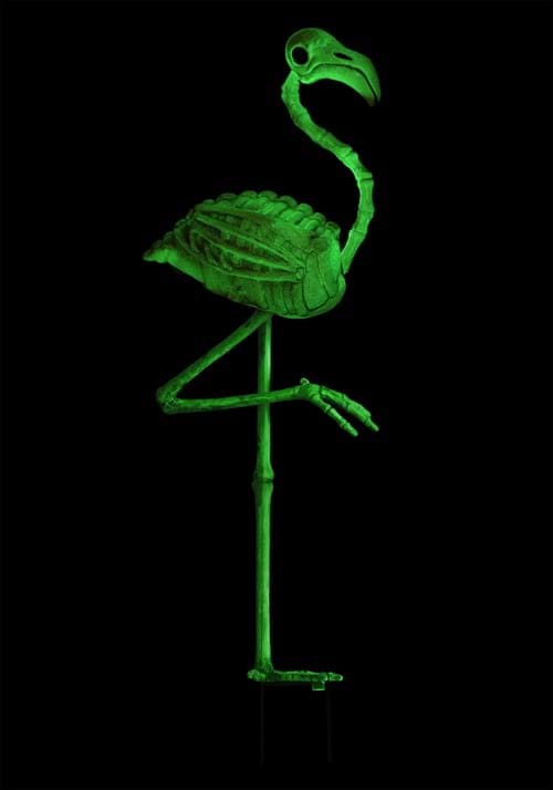 30-Inch Glow in the Dark Flamingo Skeleton Decoration