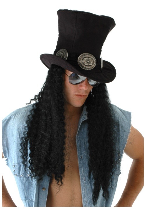 Costume Guitarist Superstar Hat with Hair
