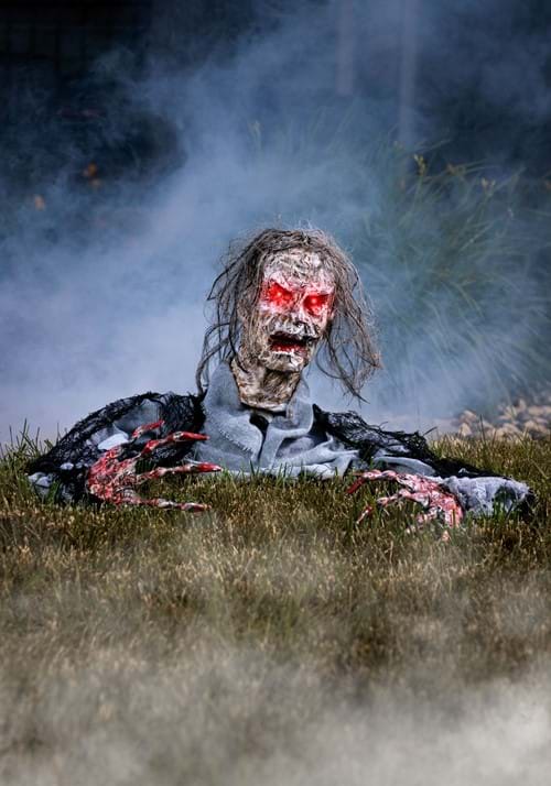 14-Inch Half Body Zombie with Light Up Red Eyes Decoration