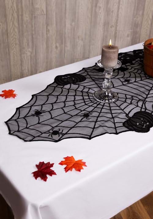 72L x 27W Black Halloween Pumpkins Table Runner Decoration