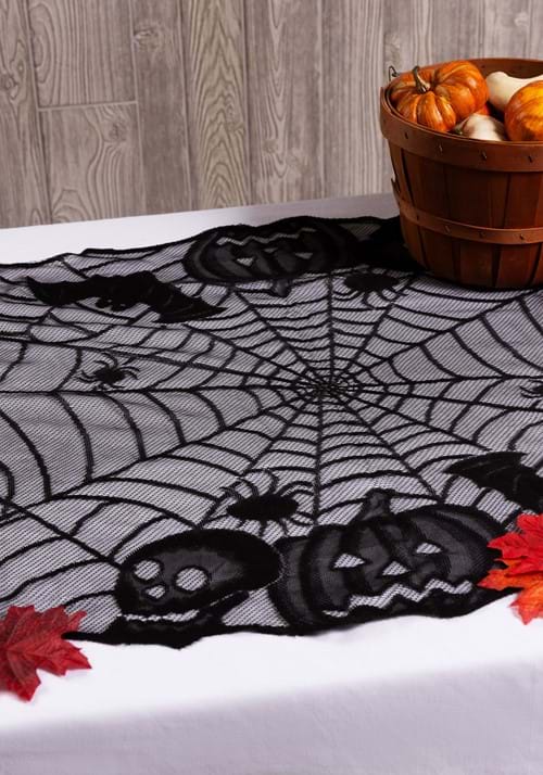 72L x 27W Black Halloween Pumpkins Table Runner Decoration