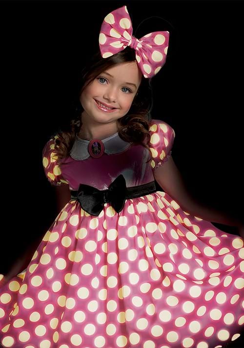Minnie Mouse Girls Pink Glow in the Dark Dot Dress