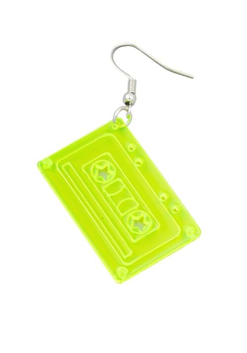 Neon Cassette Tape Earrings Accessory