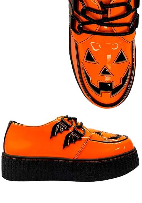 Jack O' Lantern Patent Orange Creeper Shoes