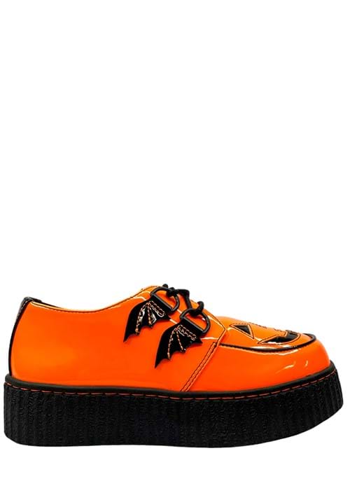 Jack O' Lantern Patent Orange Creeper Shoes