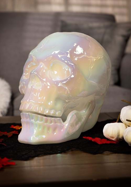 10-Inch Pearl Oil Slick Large Skull Decoration
