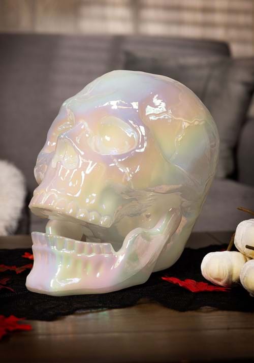10-Inch Pearl Oil Slick Large Skull Decoration