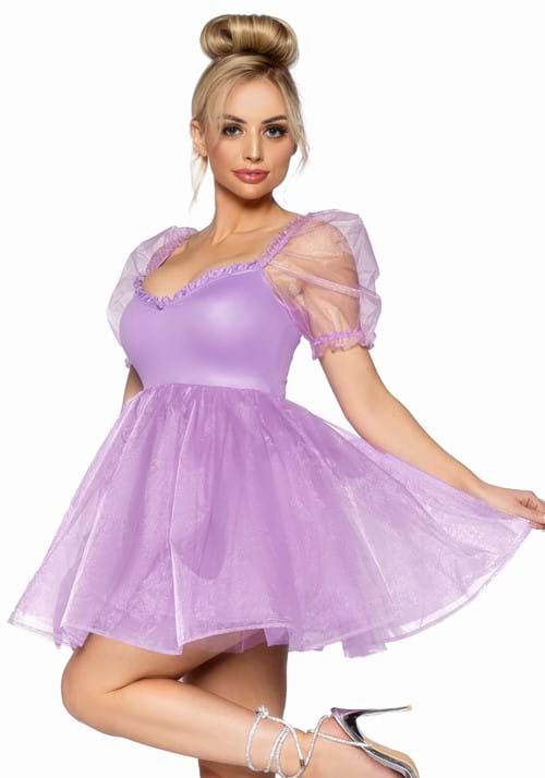 Women's Lavender Irridescent Organza Babydoll Dress Costume